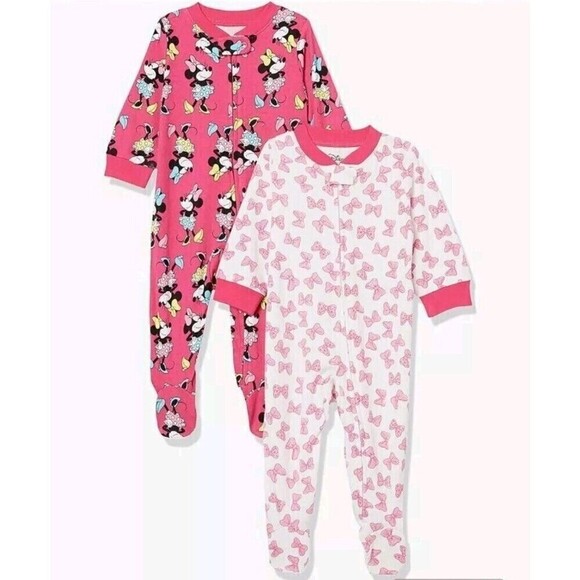 Disney Baby Girls' Minnie Snug-Fit Cotton Footed Pajamas Pink Size 18M NEW $28 - Picture 1 of 5